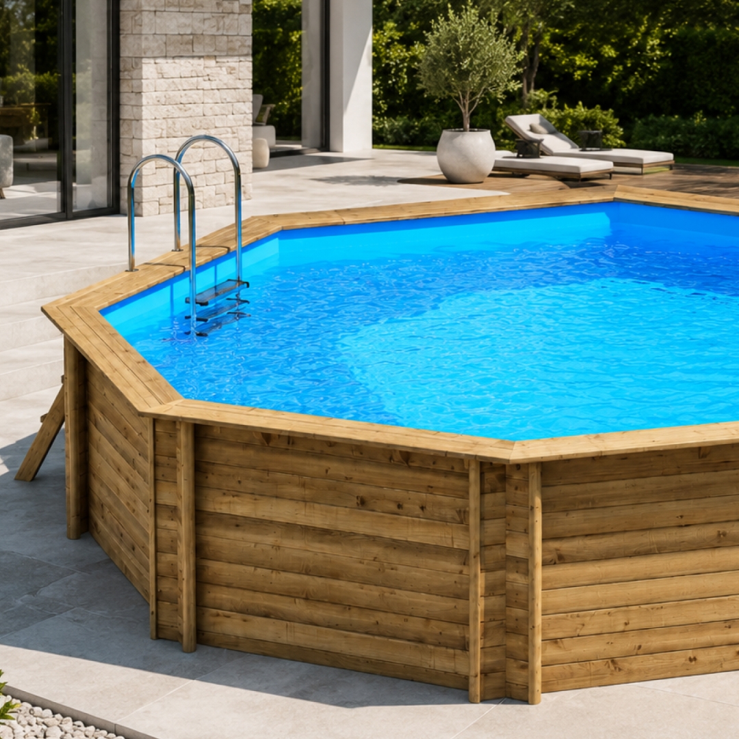 27122210 Weva 530 wooden pool, pine, DB, Ht:133 Бассейн плавательный с деревянной отделкой бортов
